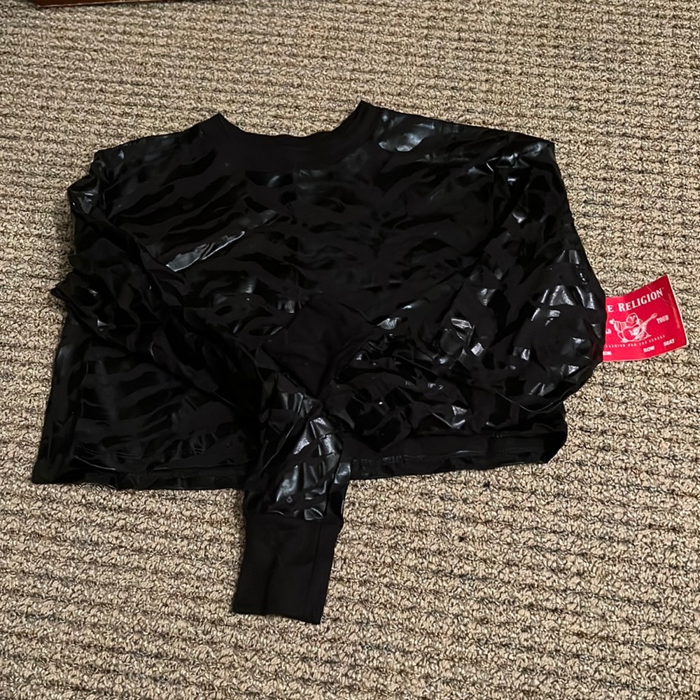 True Religion Cropped Zebra Print Shirt